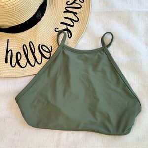 Aerie High Neck Bikini Top in Olive Fun 🫒 Size Small